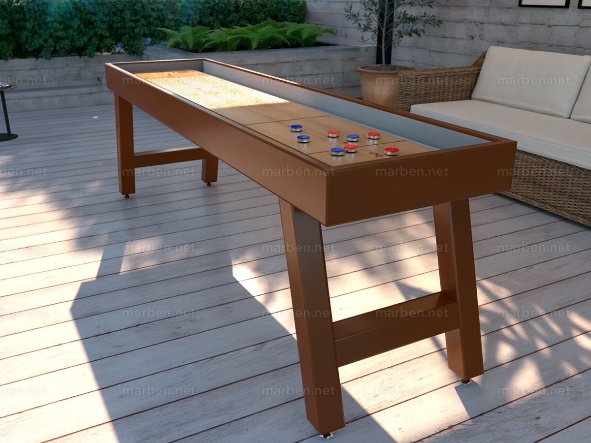 Mesa de Shuffleboard de 9 pies Steel para exterior e interior - Café